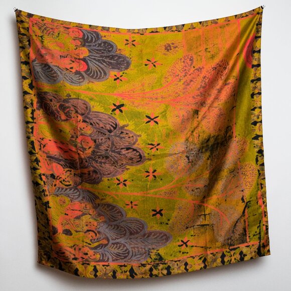 ImageDiary Illuminated Manuscript 100% silk twill scarf - limited edition 15/15 - Picture 1 of 2